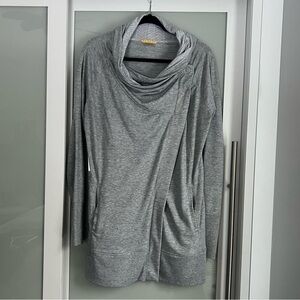 Shambhala Women's Gray Draped Cowl Neck Wrap Sweater